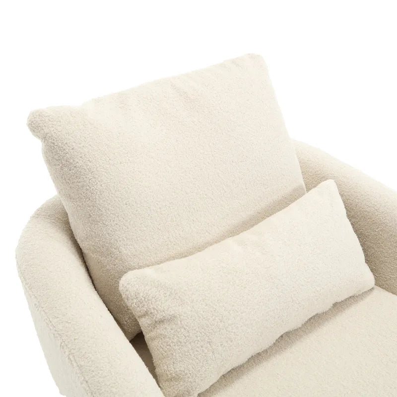 Fauteuil rond pivotant 360° Teddy blanc 32,68" avec base en métal