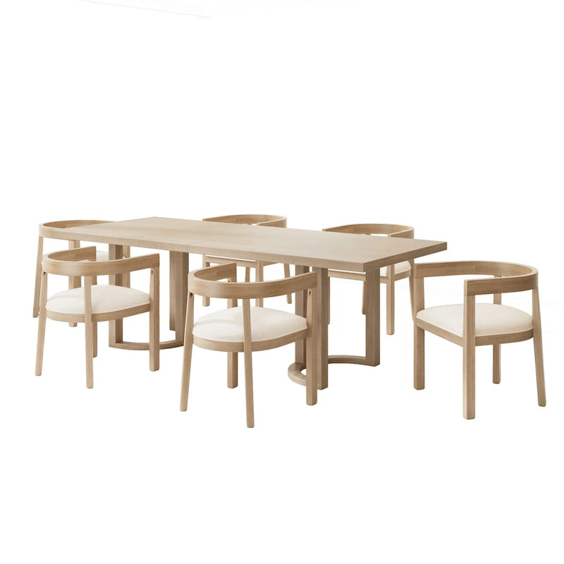 Ensemble de salle à manger avec table de 95 pouces et chaises capitonnées avec accoudoirs