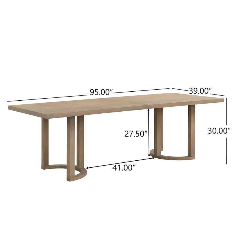 Ensemble de salle à manger avec table de 95 pouces et chaises capitonnées avec accoudoirs