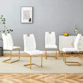 Ensemble de chaises de salle à manger en PU, chaises de salle à manger noires au design unique, matériau PU, pieds de chaise en métal doré (lot de 4)