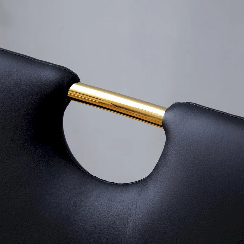 Ensemble de chaises de salle à manger en PU, chaises de salle à manger noires au design unique, matériau PU, pieds de chaise en métal doré (lot de 4)