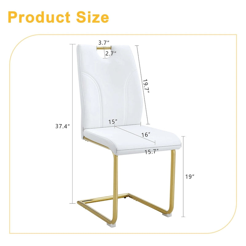 Ensemble de chaises de salle à manger en PU, chaises de salle à manger noires au design unique, matériau PU, pieds de chaise en métal doré (lot de 4)