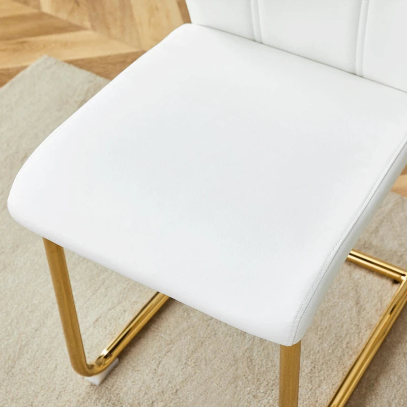 Ensemble de chaises de salle à manger en PU, chaises de salle à manger noires au design unique, matériau PU, pieds de chaise en métal doré (lot de 4)