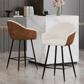 Tabourets de comptoir rembourrés modernes de 26,5 po, ensemble de 2 chaises de bar avec pieds en métal et siège rembourré, beige+marron