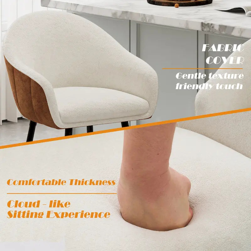 Tabourets de comptoir rembourrés modernes de 26,5 po, ensemble de 2 chaises de bar avec pieds en métal et siège rembourré, beige+marron