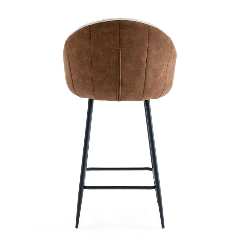 Tabourets de comptoir rembourrés modernes de 26,5 po, ensemble de 2 chaises de bar avec pieds en métal et siège rembourré, beige+marron