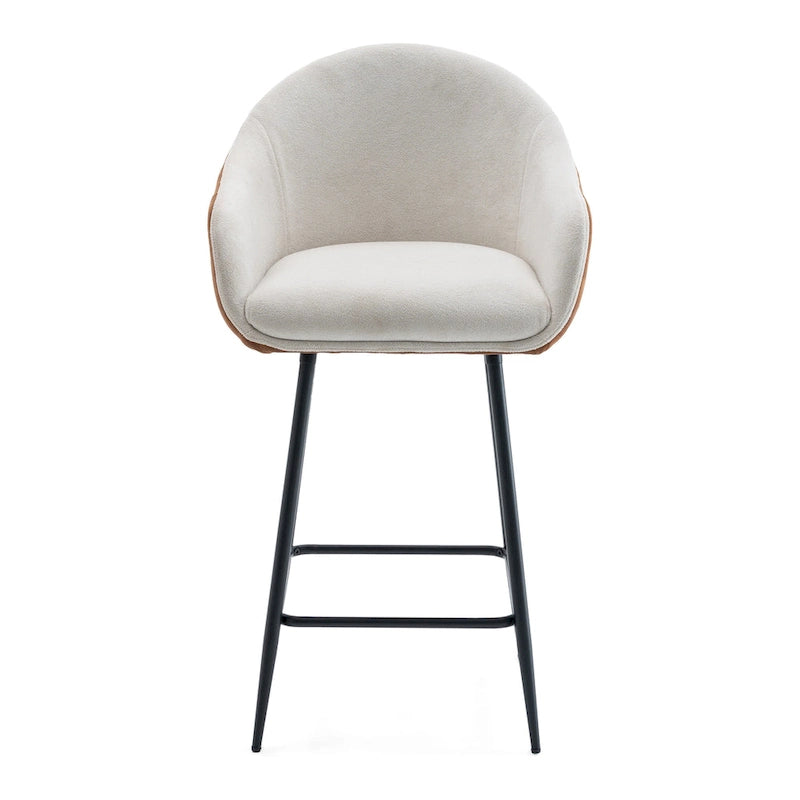 Tabourets de comptoir rembourrés modernes de 26,5 po, ensemble de 2 chaises de bar avec pieds en métal et siège rembourré, beige+marron