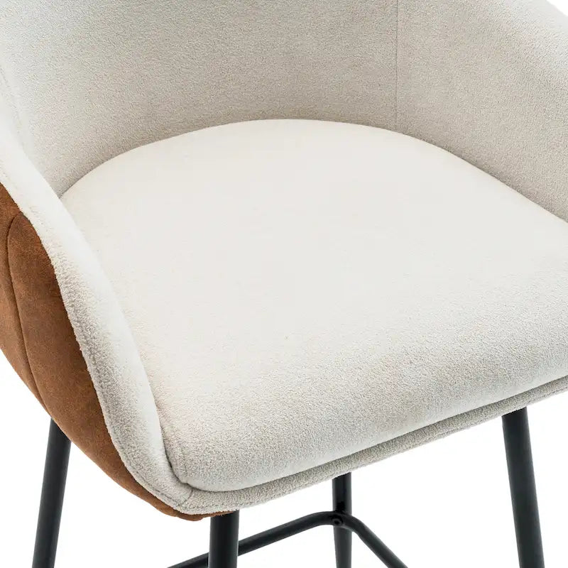 Tabourets de comptoir rembourrés modernes de 26,5 po, ensemble de 2 chaises de bar avec pieds en métal et siège rembourré, beige+marron