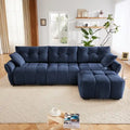 110,2 Canapé trois places en chenille, 1 pouf