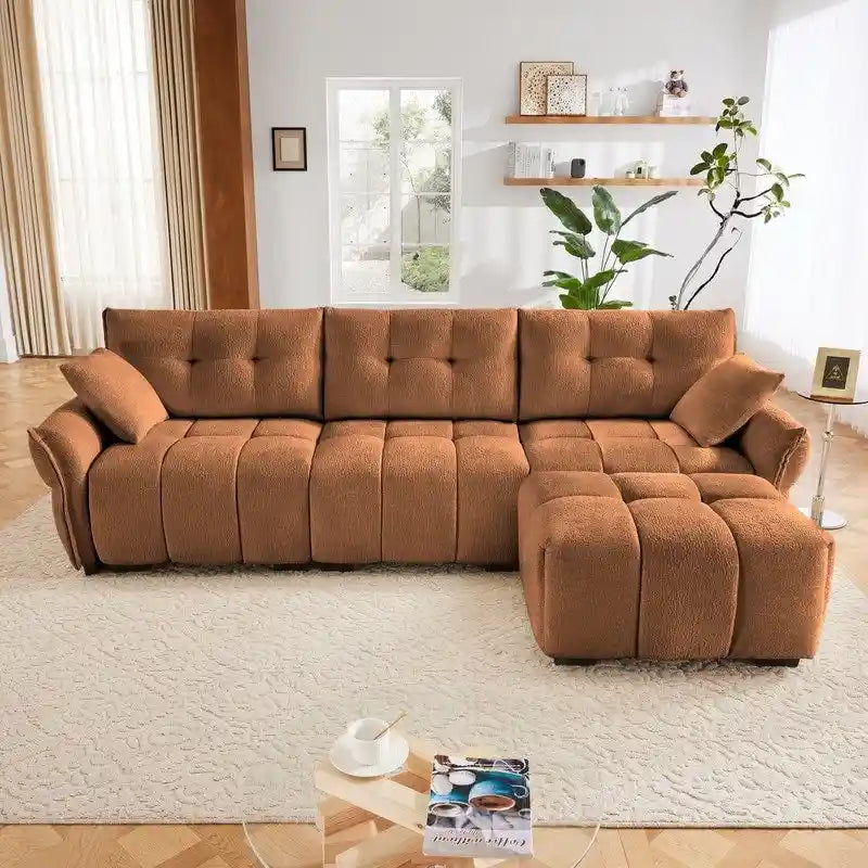 110,2 Canapé trois places en chenille, 1 pouf