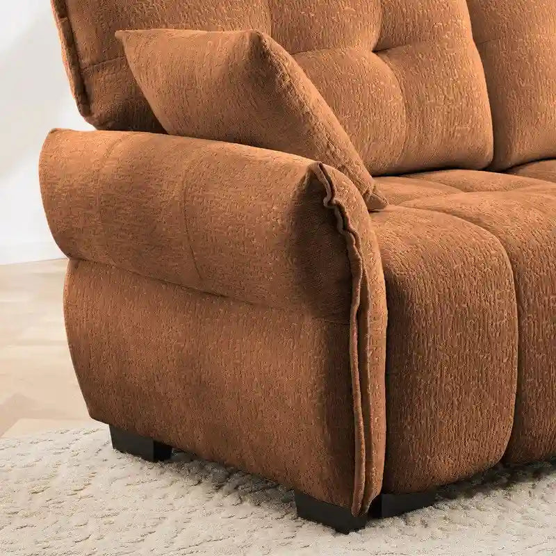 110,2 Canapé trois places en chenille, 1 pouf