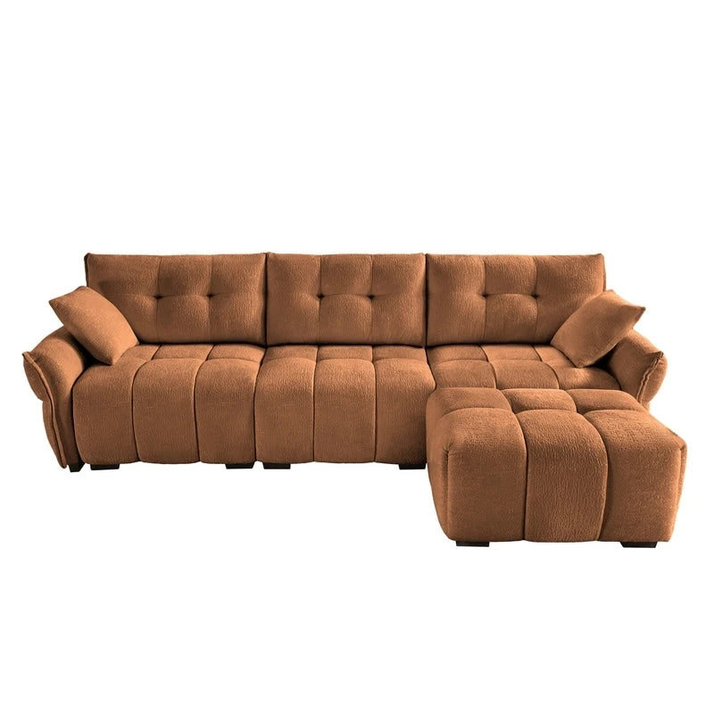 110,2 Canapé trois places en chenille, 1 pouf