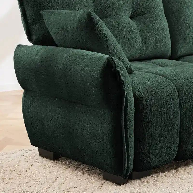 110,2 Canapé trois places en chenille, 1 pouf
