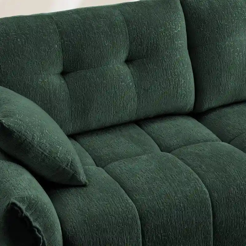 110,2 Canapé trois places en chenille, 1 pouf