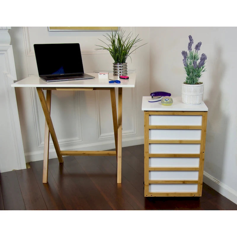 Bureau pliant à cadre en bambou