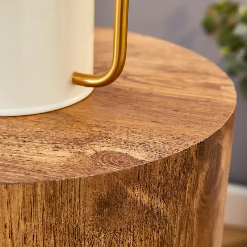 Ensemble de 3 tables basses rondes modernes avec plateau autocollant à grain de bois pour salon