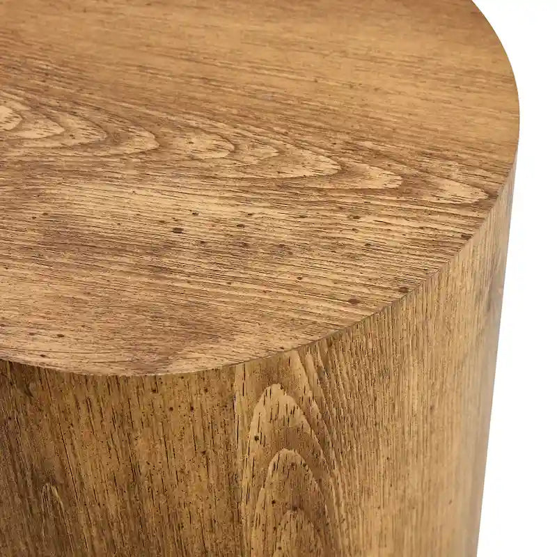 Ensemble de 3 tables basses rondes modernes avec plateau autocollant à grain de bois pour salon