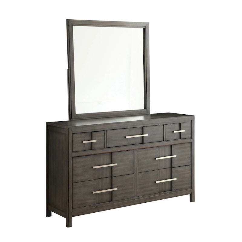 Commode et miroir contemporains 7 tiroirs en bois 2 pièces