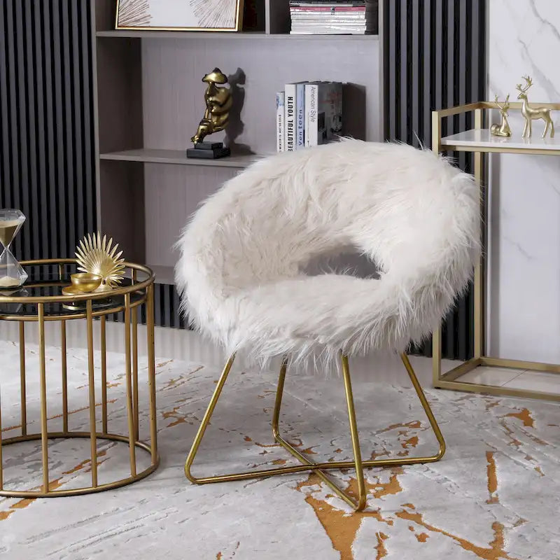 Fauteuil d'appoint en fausse fourrure, blanc