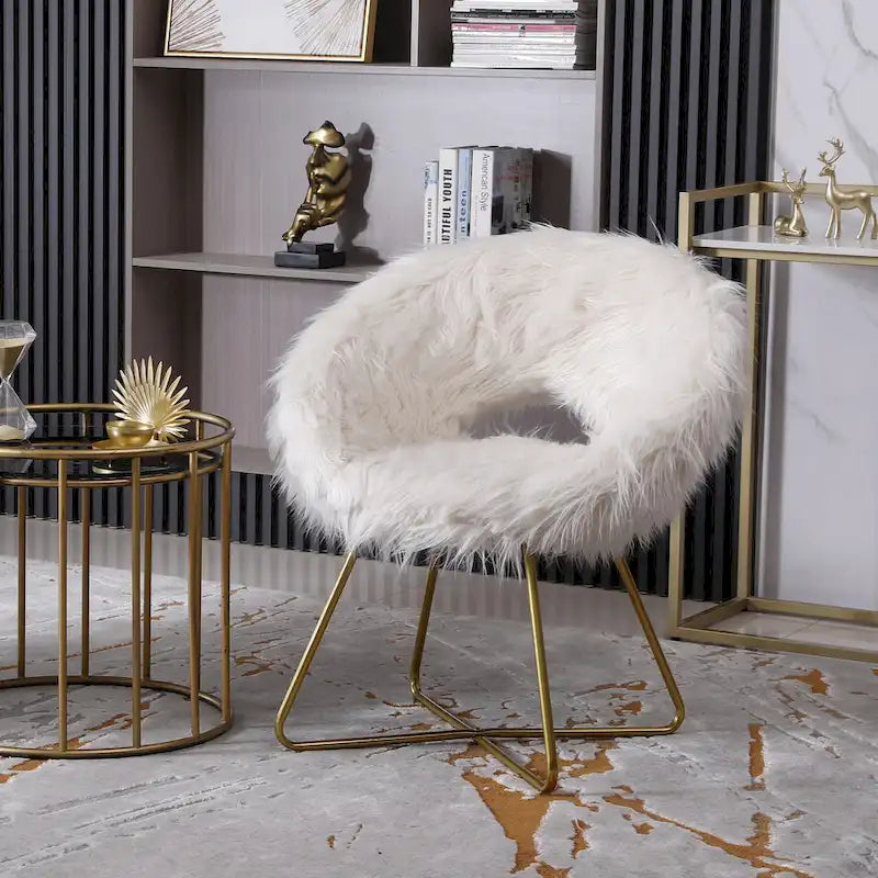Fauteuil d'appoint en fausse fourrure, blanc