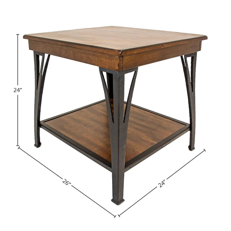 Table d'appoint à 1 étagère finition cuivre