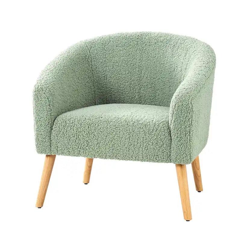 Fauteuil moderne en bouclette 31W avec pieds en bois massif