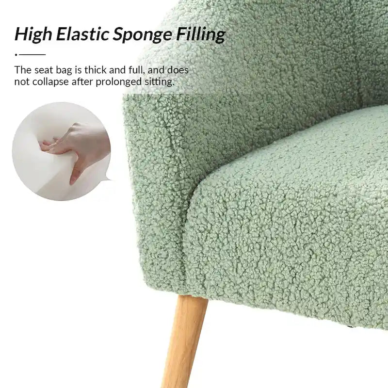 Fauteuil moderne en bouclette 31W avec pieds en bois massif