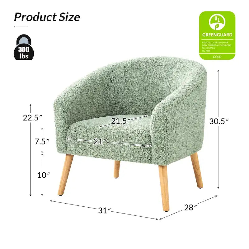 Fauteuil moderne en bouclette 31W avec pieds en bois massif