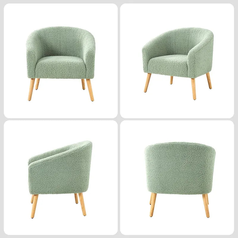 Fauteuil moderne en bouclette 31W avec pieds en bois massif