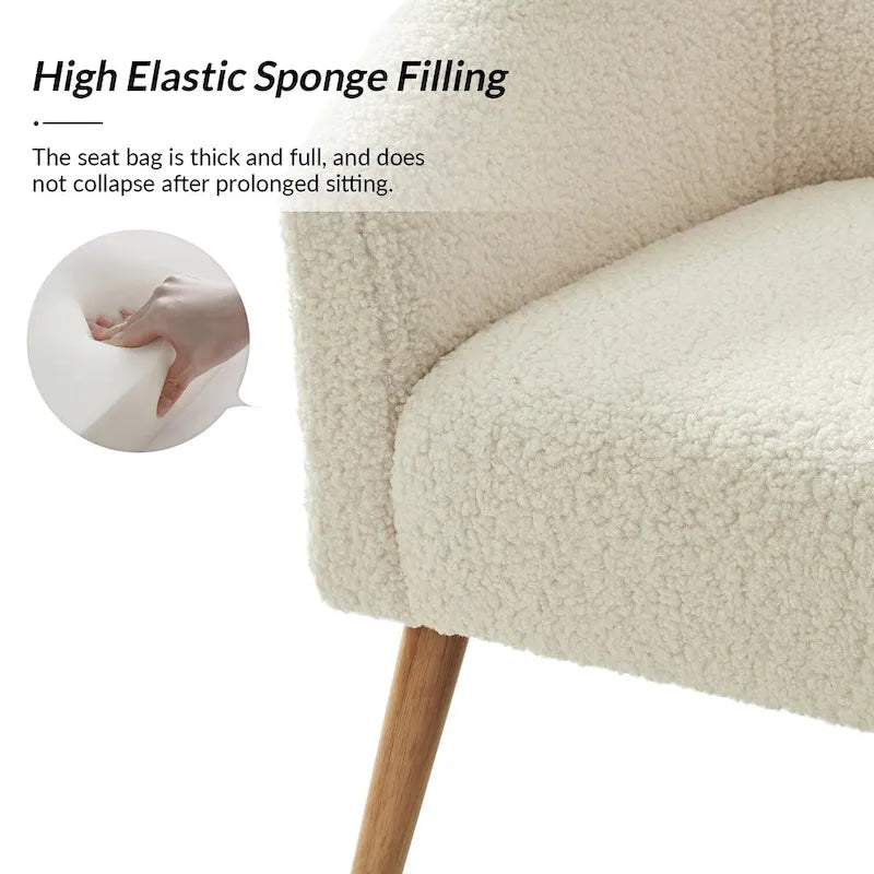 Fauteuil moderne en bouclette 31W avec pieds en bois massif