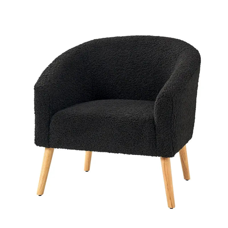 Fauteuil moderne en bouclette 31W avec pieds en bois massif