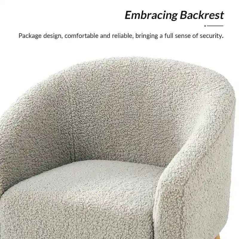 Fauteuil moderne en bouclette 31W avec pieds en bois massif