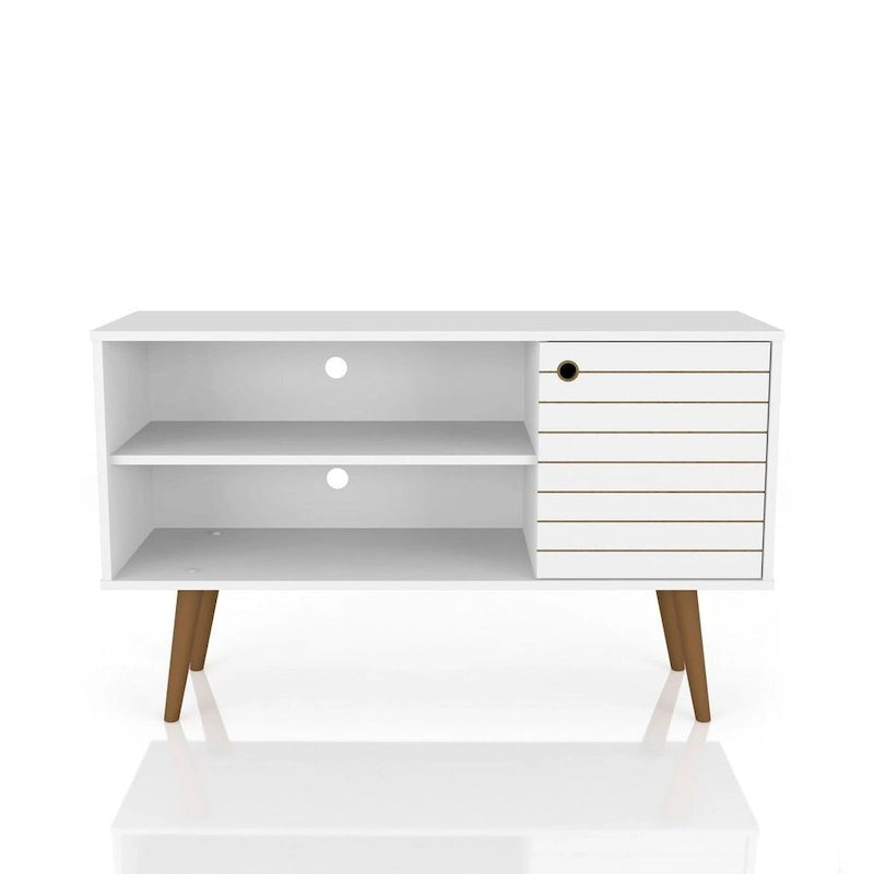 Console meuble de rangement 2 étagères au design Mid-Century Modern