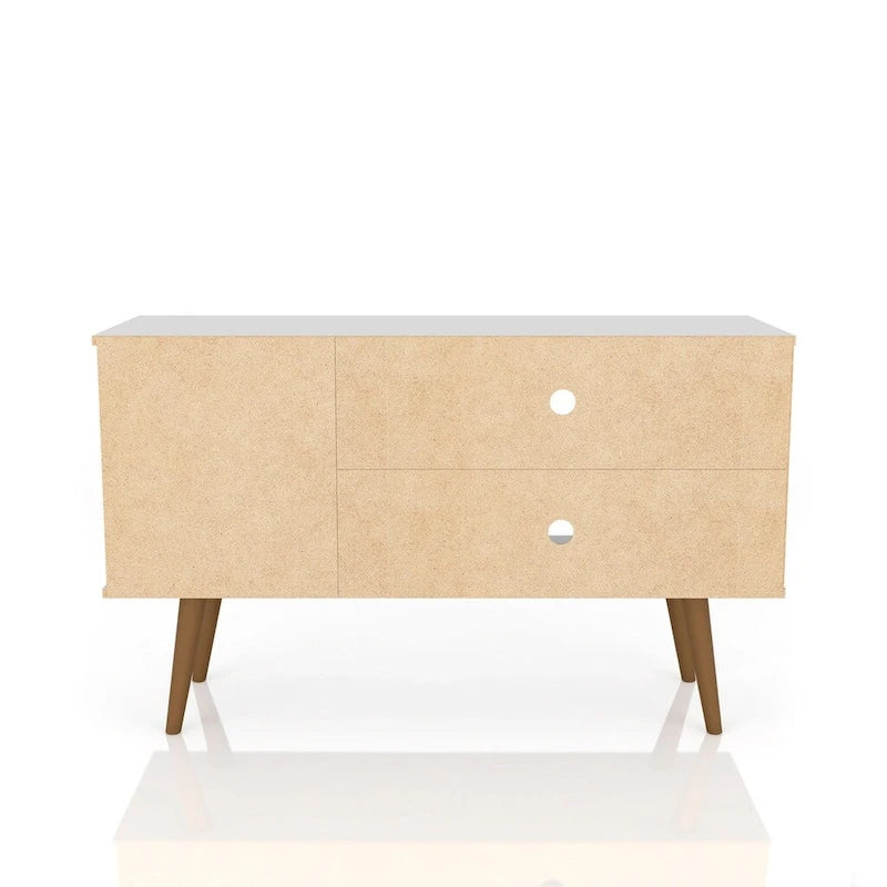 Console meuble de rangement 2 étagères au design Mid-Century Modern