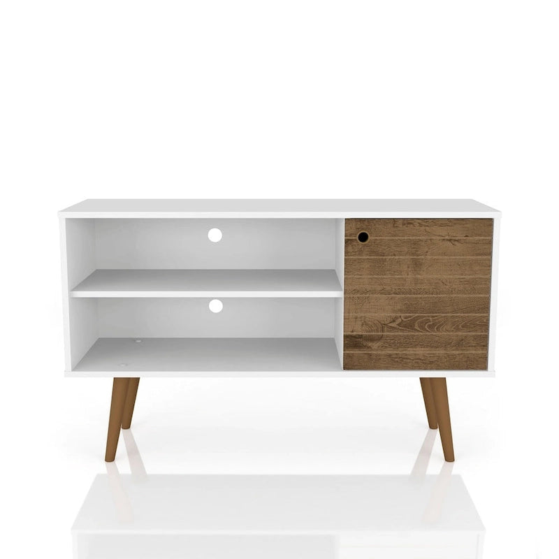 Console meuble de rangement 2 étagères au design Mid-Century Modern