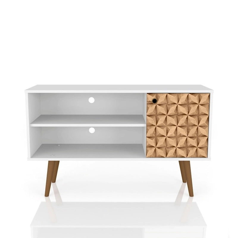 Console meuble de rangement 2 étagères au design Mid-Century Modern