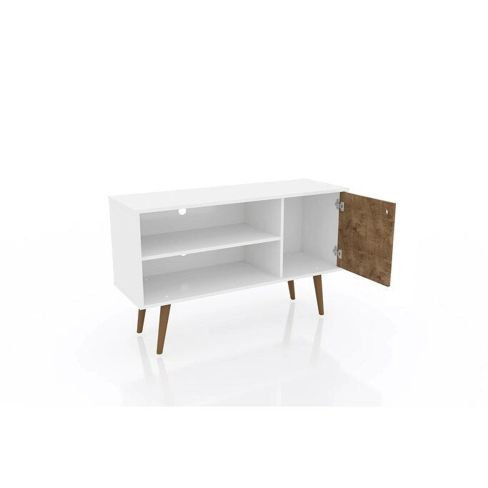Console meuble de rangement 2 étagères au design Mid-Century Modern