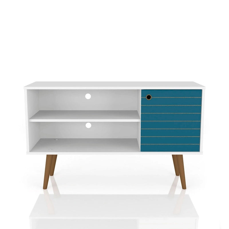 Console meuble de rangement 2 étagères au design Mid-Century Modern