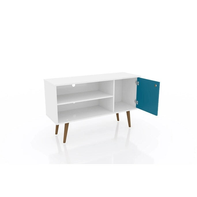 Console meuble de rangement 2 étagères au design Mid-Century Modern