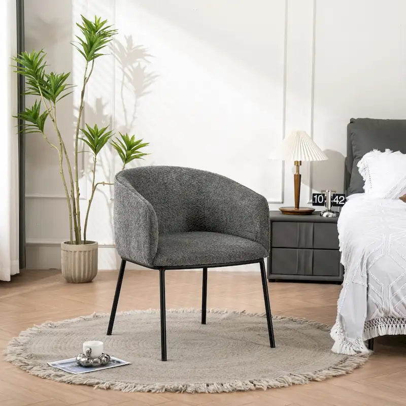 Lot de 1 fauteuil d'appoint en forme de tonneau avec accoudoirs, tapissé de tissu bouclé