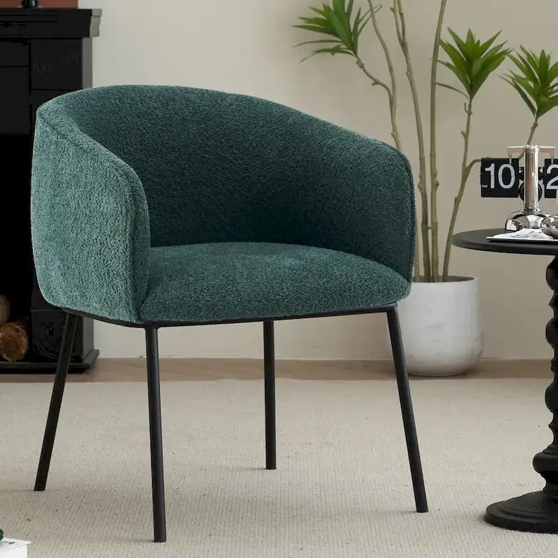 Lot de 1 fauteuil d'appoint en forme de tonneau avec accoudoirs, tapissé de tissu bouclé