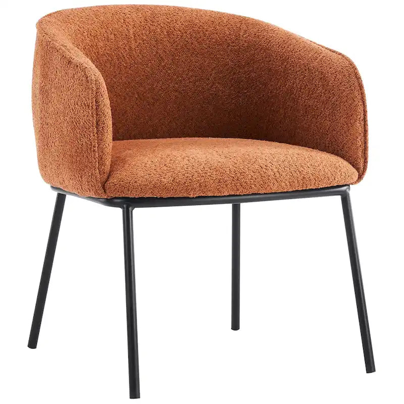 Lot de 1 fauteuil d'appoint en forme de tonneau avec accoudoirs, tapissé de tissu bouclé