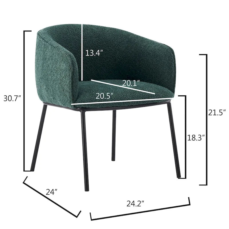 Lot de 1 fauteuil d'appoint en forme de tonneau avec accoudoirs, tapissé de tissu bouclé
