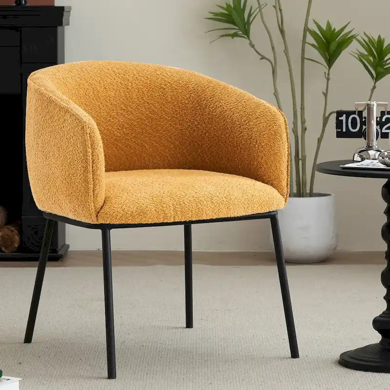 Lot de 1 fauteuil d'appoint en forme de tonneau avec accoudoirs, tapissé de tissu bouclé