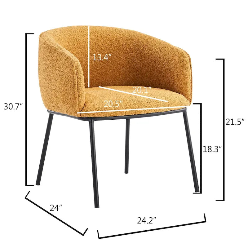 Lot de 1 fauteuil d'appoint en forme de tonneau avec accoudoirs, tapissé de tissu bouclé