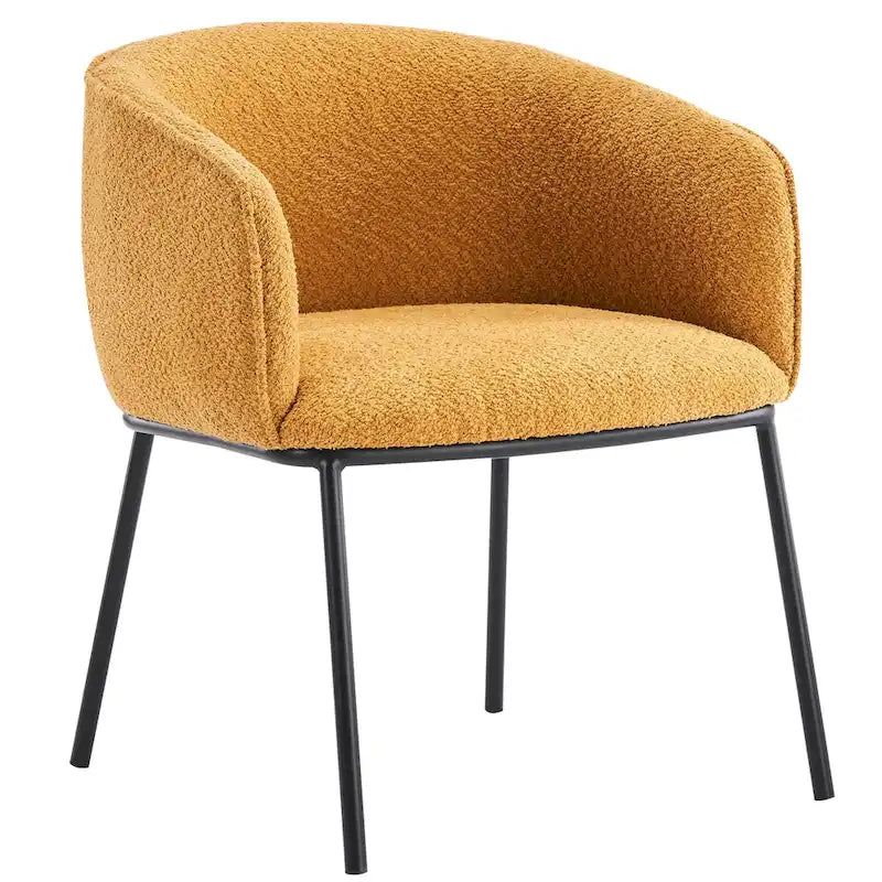 Lot de 1 fauteuil d'appoint en forme de tonneau avec accoudoirs, tapissé de tissu bouclé