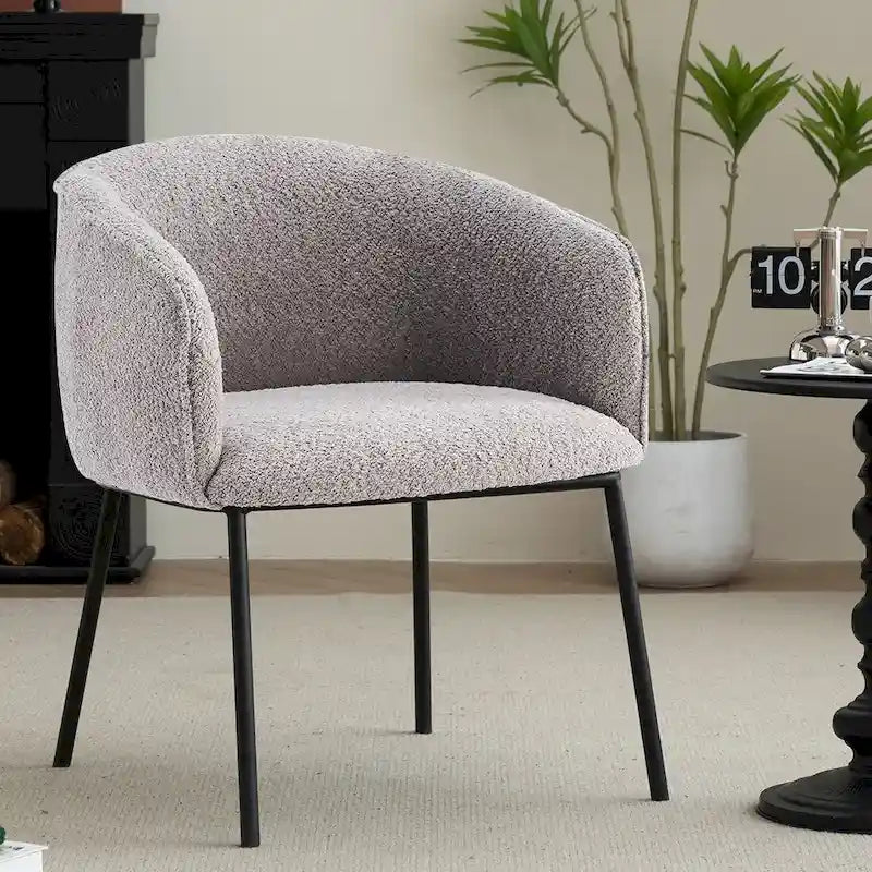 Lot de 1 fauteuil d'appoint en forme de tonneau avec accoudoirs, tapissé de tissu bouclé