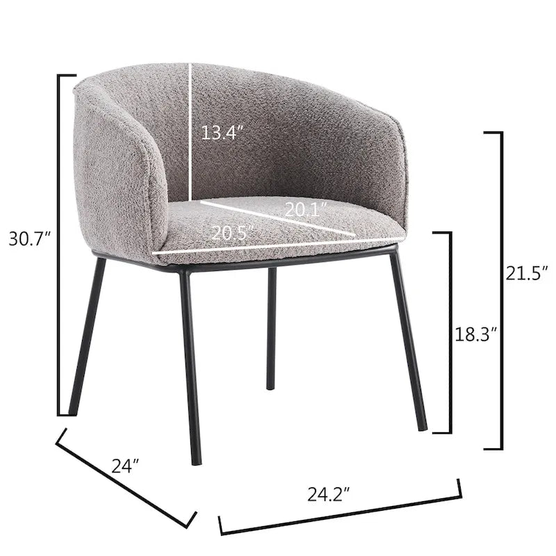 Lot de 1 fauteuil d'appoint en forme de tonneau avec accoudoirs, tapissé de tissu bouclé