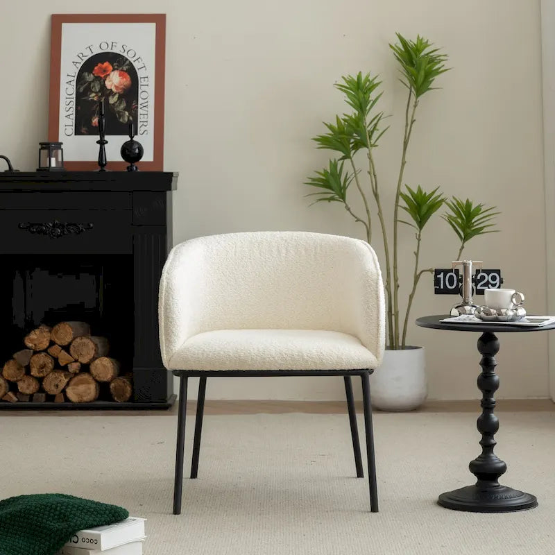 Lot de 1 fauteuil d'appoint en forme de tonneau avec accoudoirs, tapissé de tissu bouclé