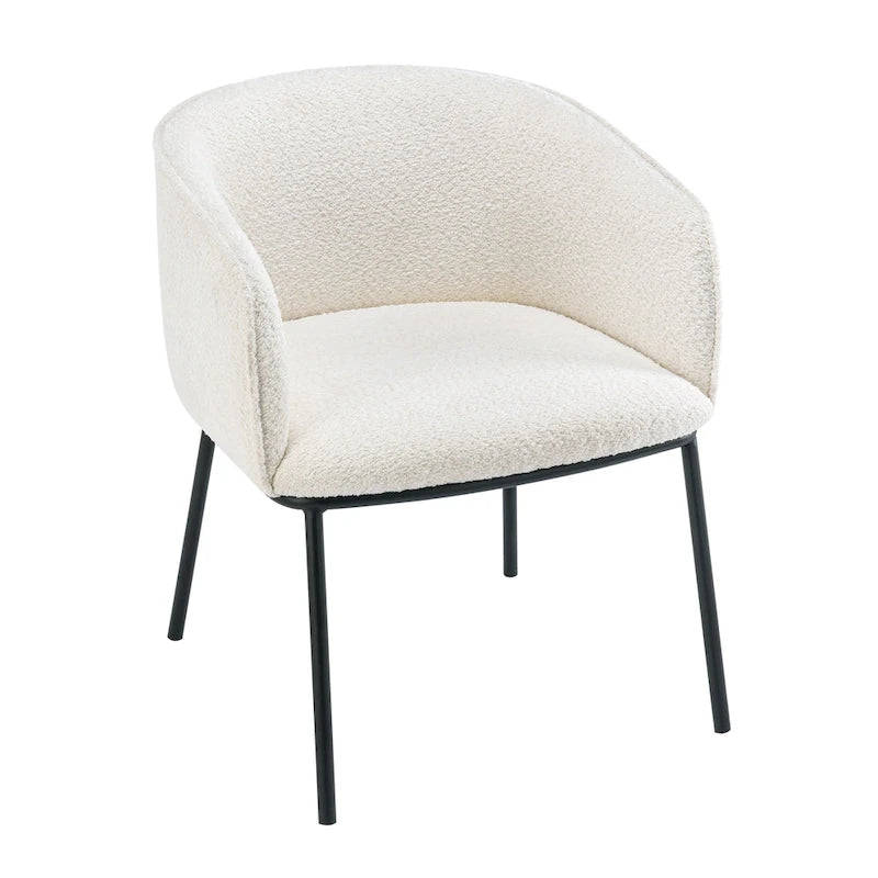 Lot de 1 fauteuil d'appoint en forme de tonneau avec accoudoirs, tapissé de tissu bouclé